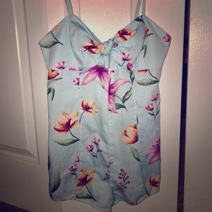 Forever 21 Light Blue Floral Romper